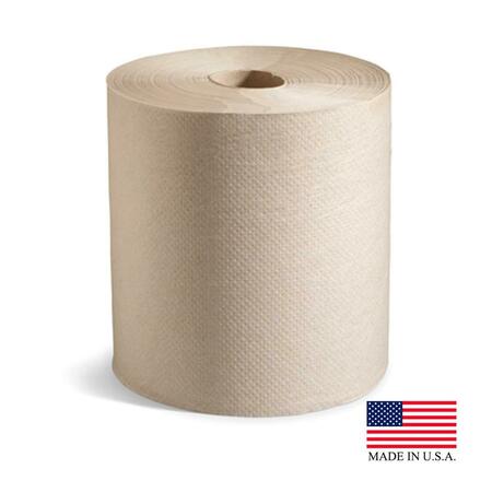 PUTNEY PAPER Natutral 8 X 600 Ft. Hard Wound Roll Towel 12Pk P-726-N  (PEC)